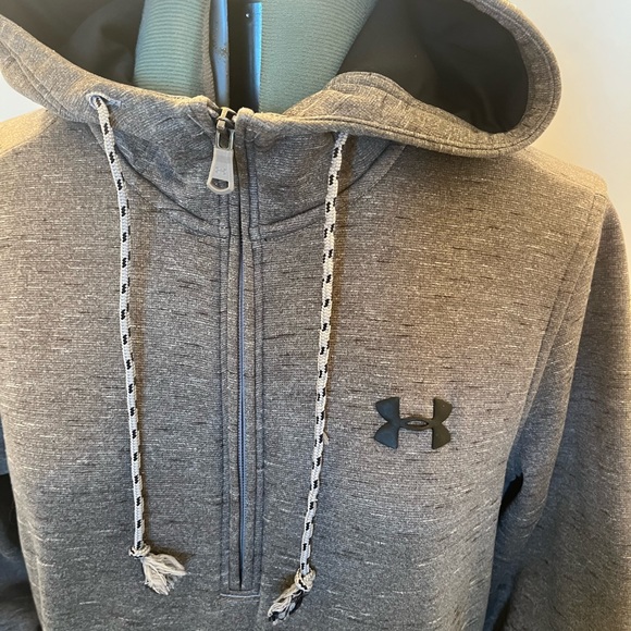 Under Armour 3/4 zip Coldgear Hoodie Gray With White And Black Specks Sz S. - Picture 8 of 9